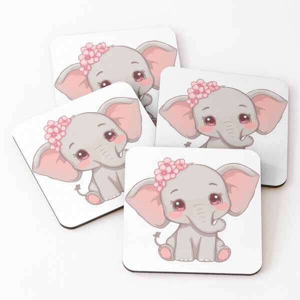 Item preview, Cute Baby Elephant: Flower Crown, Pastel Color, Kawaii Sticker designed and sold by DigitfanStudio.