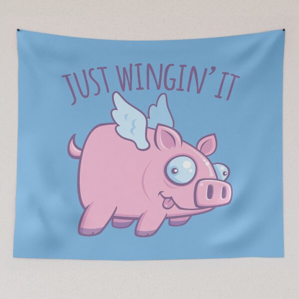 Item preview, Just Wingin’ It Derpy Flying Pig designed and sold by fizzgig.