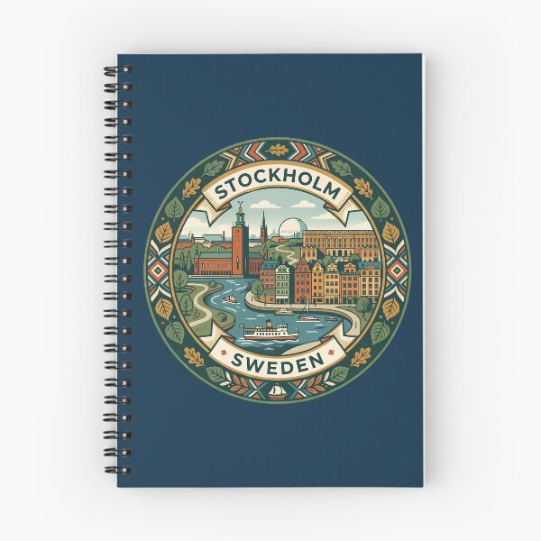 Item preview, Stockholm Sweden Illustration Travel Art Badge designed and sold by KrisSidDesigns.