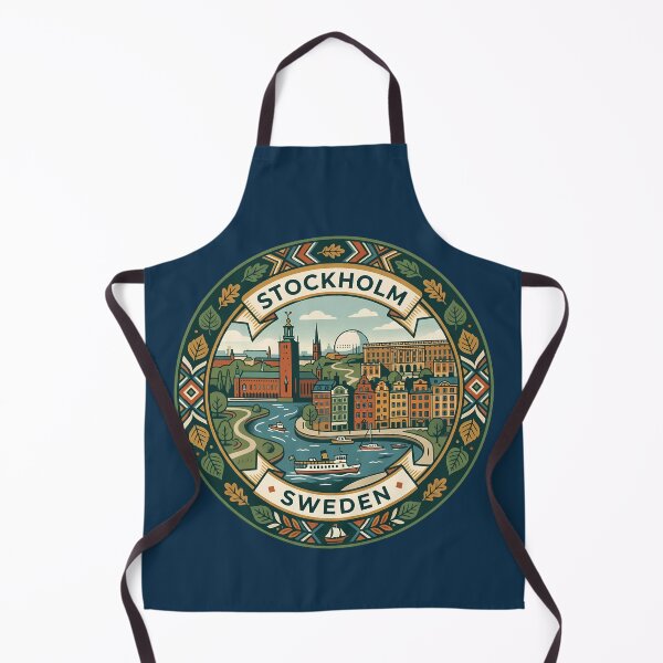 Item preview, Stockholm Sweden Illustration Travel Art Badge designed and sold by KrisSidDesigns.