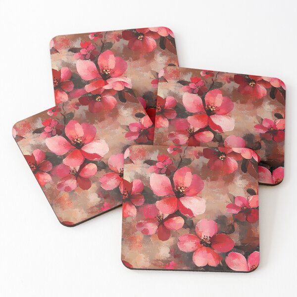 Item preview, Sakura-Inspired Red Floral On Earthtones Sophisticated Abstract  designed and sold by DEC02.