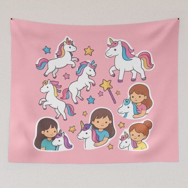 Item preview, Kawaii Unicorn & Friends Sticker Pack: Cute Magical Girls & Rainbow Ponies designed and sold by Yasmine Mohammed.