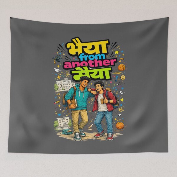 Item preview, Bhaiya from another Maiya - College Campus / Hostel Friends | Quirky Hindi Theme Tshirt designed and sold by freezed-frames.