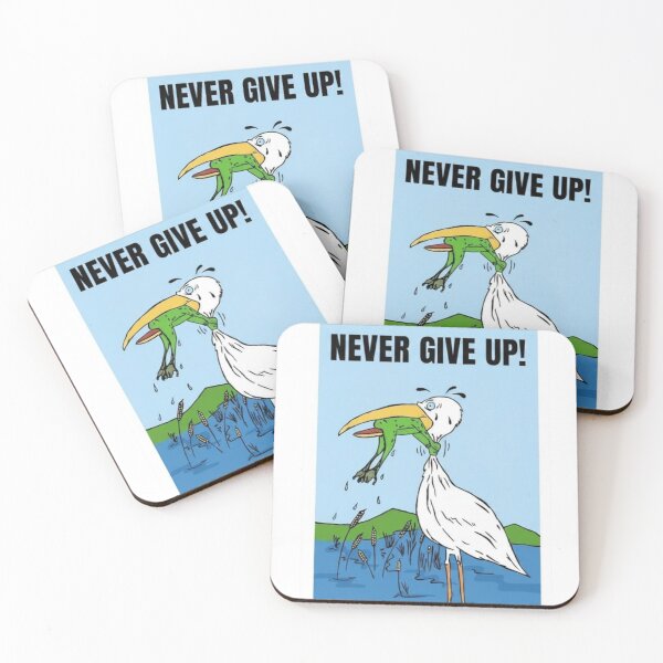 Item preview, Never Stop Fighting - Frog Choking Heron Motivational Art designed and sold by pixelandpassionart.