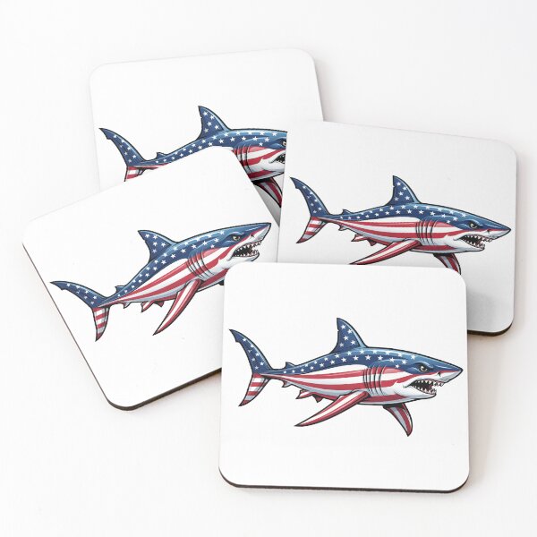 Item preview, Patriotic Shark American Flag  | USA Shark Mascot Graphic | Fourth of July Shark Design designed and sold by WayoftheWater.