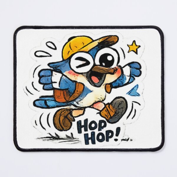 Item preview, Funny Blue Bird Sticker Design – Hop Hop Cute Cartoon Bird with Backpack & Cap designed and sold by FeelFreeStore.