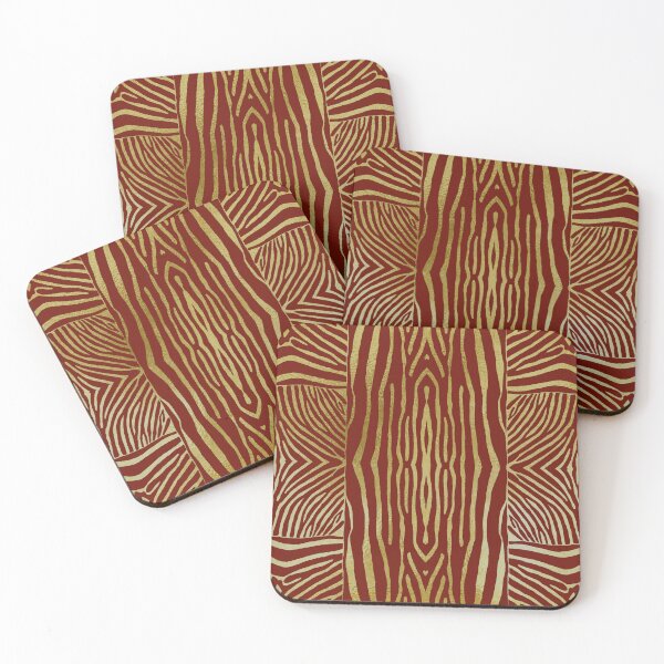 Item preview, Hand drawn red and gold zebra stripes designed and sold by Anne Londez Studio.