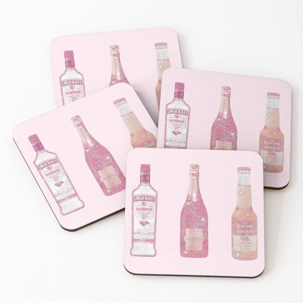 Item preview, pink girly alcohol drink bottles sticker pack designed and sold by inainart.