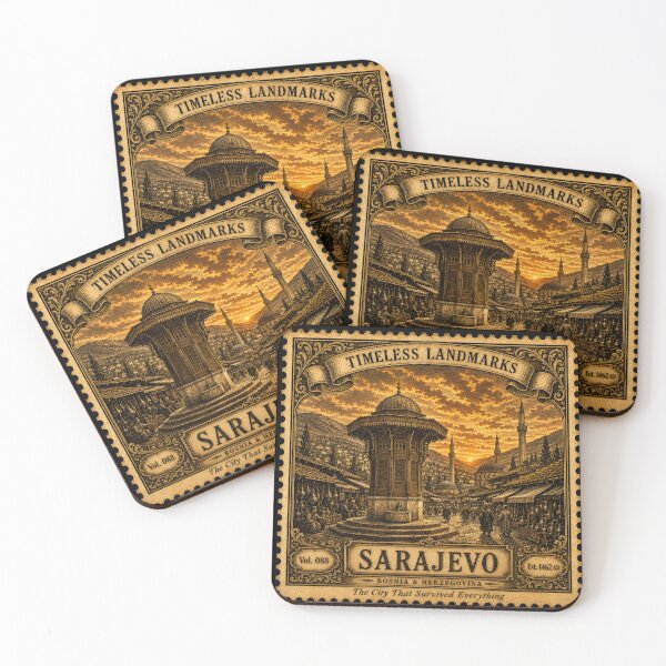 Item preview, Sarajevo Print — Heritage Stamp Art — Bosnia Travel Poster — Timeless Landmarks Vol. 088 designed and sold by Martin's_Design.