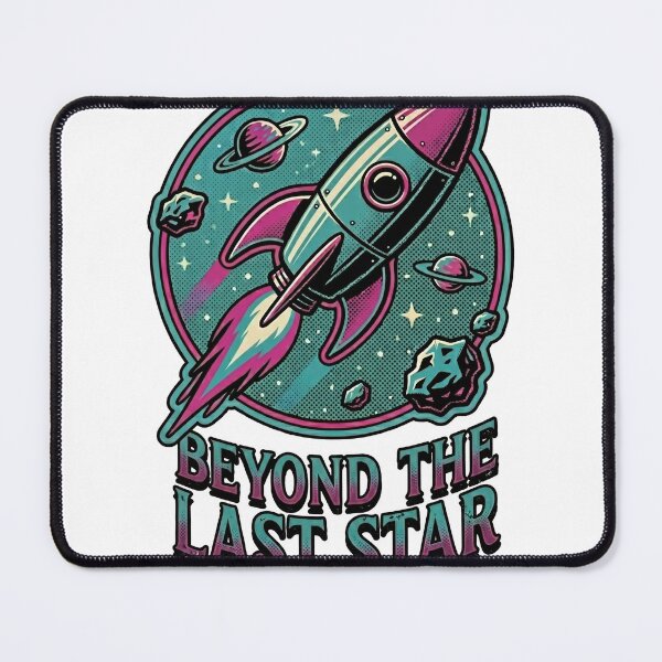Item preview, Beyond The Last Star Retro Rocket Space Badge Vintage Sci Fi Adventure Art designed and sold by TrendyTravel.
