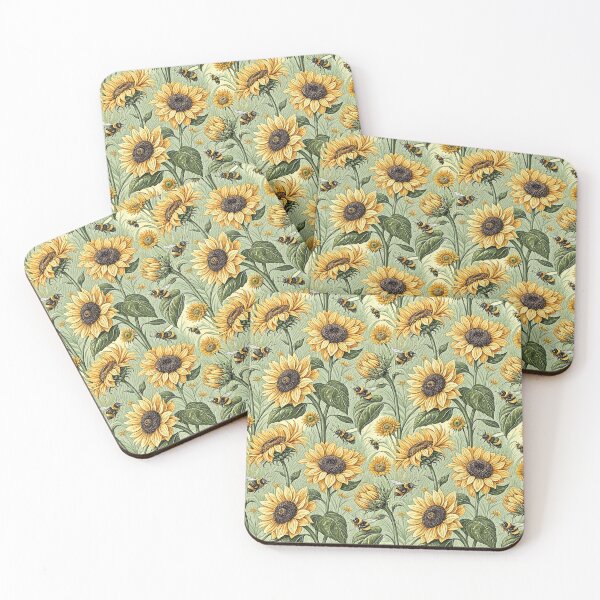 Item preview, Vintage Sunflower And Bumblebee Garden designed and sold by Storybook Botanica.