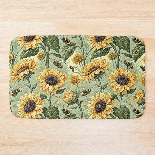 Item preview, Vintage Sunflower And Bumblebee Garden designed and sold by Petal & Pattern Co.