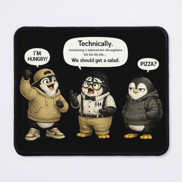 Item preview, Funny Penguin Trio | Pizza vs Salad | Introvert Humor Shirt designed and sold by BY LI.