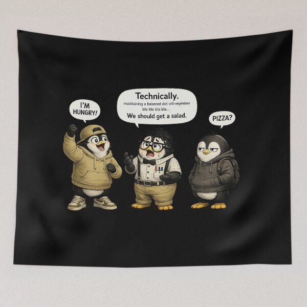 Item preview, Funny Penguin Trio | Pizza vs Salad | Introvert Humor Shirt designed and sold by BY LI.