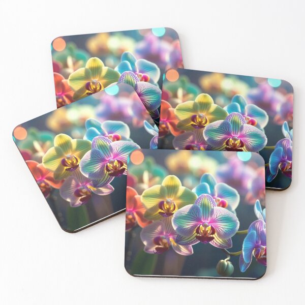 Item preview, Vibrant Rainbow Colorful Orchids with Bokeh designed and sold by IntelliMindDesigns.