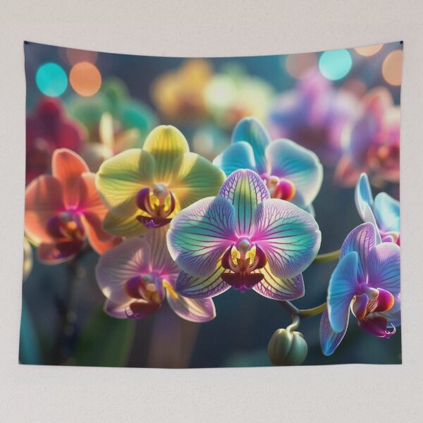 Item preview, Vibrant Rainbow Colorful Orchids with Bokeh designed and sold by IntelliMindDesigns.