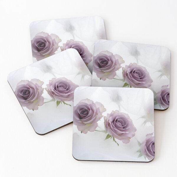 Item preview, Soft Lavender Purple Roses on White Background Floral Art designed and sold by IntelliMindDesigns.
