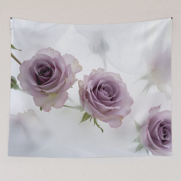 Item preview, Soft Lavender Purple Roses on White Background Floral Art designed and sold by IntelliMindDesigns.