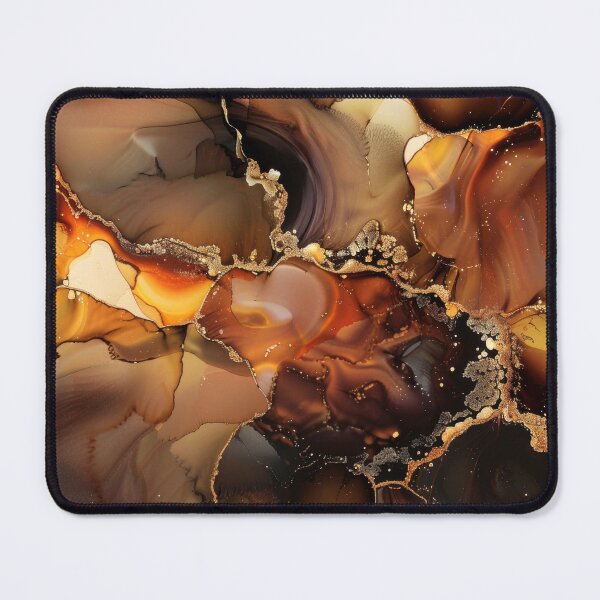 Item preview, Golden Earthtones And Caramel Marbled Alcohol Ink Abstract designed and sold by DEC02.