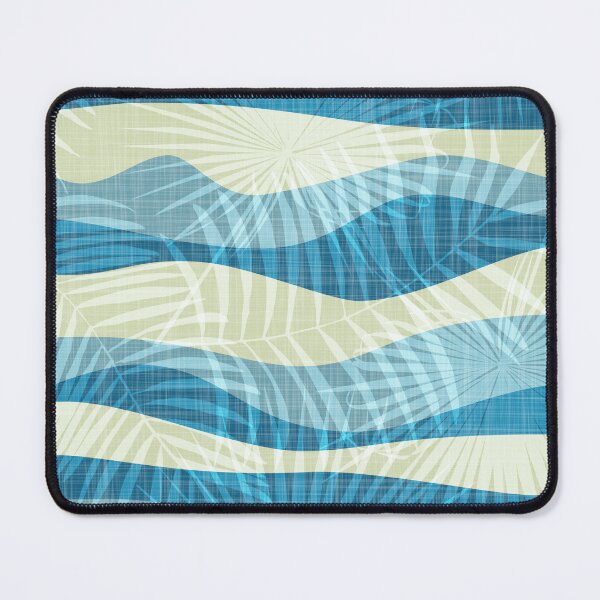 Item preview, summer vacation palm leaf breeze - blue and pastel green wavy stripes designed and sold by kobyakov.