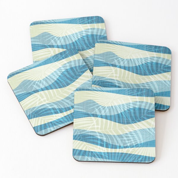 Item preview, summer vacation palm leaf breeze - blue and pastel green wavy stripes designed and sold by kobyakov.