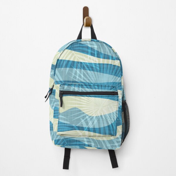 Item preview, summer vacation palm leaf breeze - blue and pastel green wavy stripes designed and sold by kobyakov.