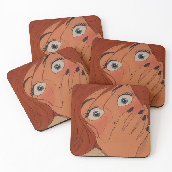 Item preview, Redhead Shock Reaction – Retro Anime Expression Art designed and sold by  Hollow Moon Studios..