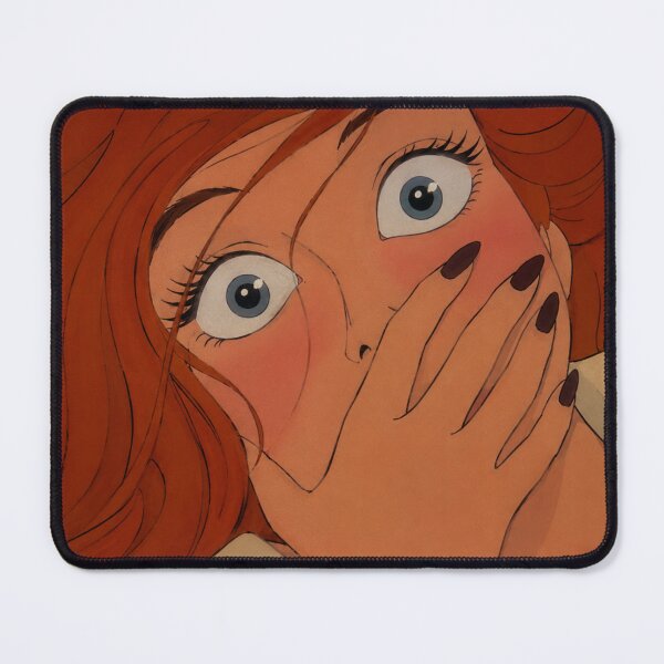 Item preview, Redhead Shock Reaction – Retro Anime Expression Art designed and sold by  Hollow Moon Studios..