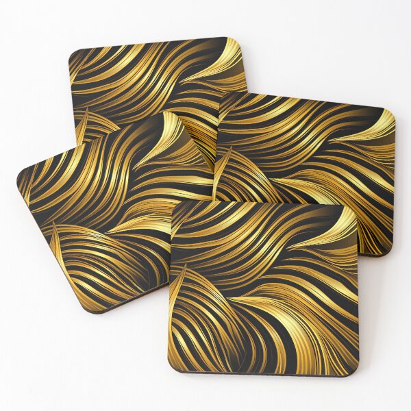 Item preview, Golden Hues Wavy Lines Abstract Designs On Black designed and sold by DEC02.