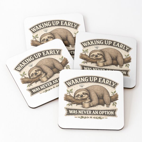 Item preview, Waking Up Early Was Never An Option Funny Sloth Coffee Lover Vintage Design designed and sold by Claws & Chaos.