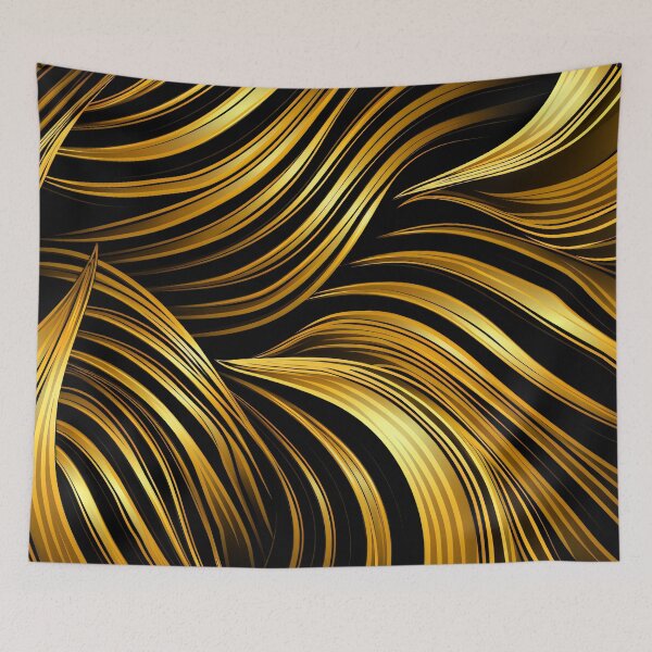 Item preview, Golden Hues Wavy Lines Abstract Designs On Black designed and sold by DEC02.