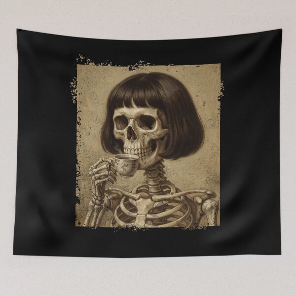 Item preview, Gothic Skeleton Sipping Tea Bob Haircut designed and sold by d247.
