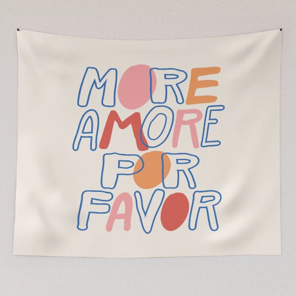 Item preview, More Amore Por Favor Pastel Retro Typographic Art designed and sold by nineFlorals.