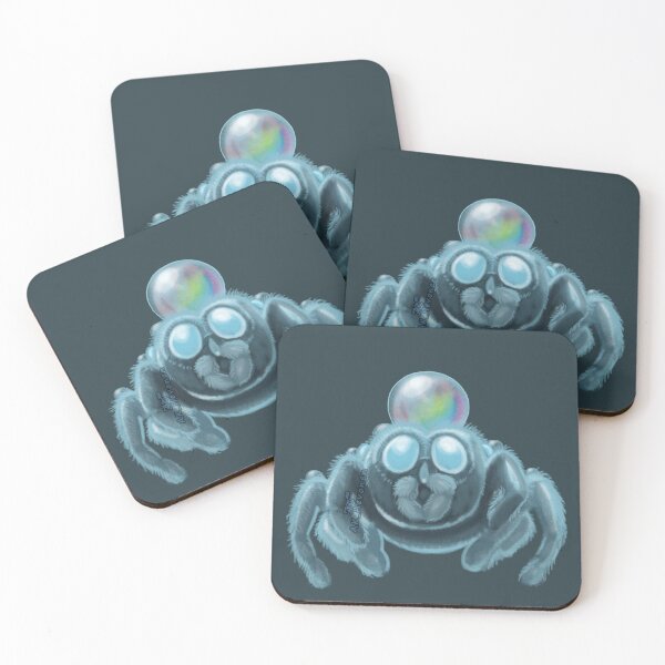 Item preview, Jumping Spider In Blue wearing a rainbow water droplet hat designed and sold by AK-Hevonen.