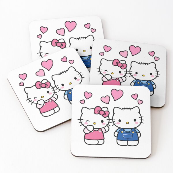 Item preview, Cute Kawaii White Cats with Hearts - Hello Kitty Style designed and sold by Atlant11.