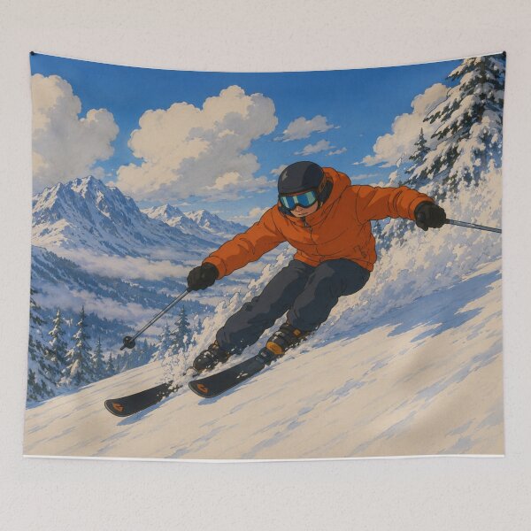 Item preview, Powder Rush – Retro Ski Adventure Art designed and sold by  Hollow Moon Studios..