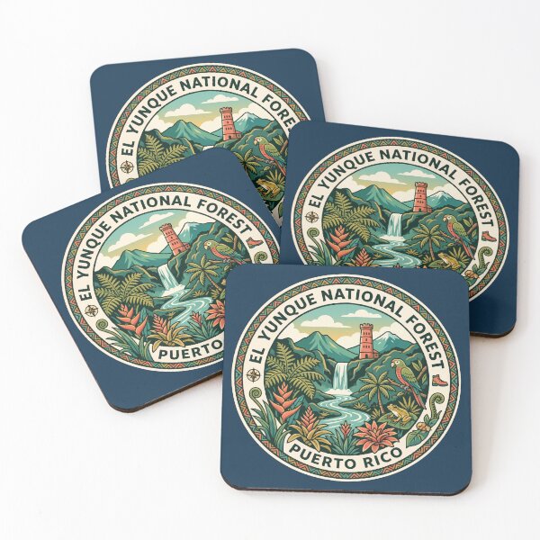 Item preview, El Yunque National Forest Illustration Travel Art Badge designed and sold by KrisSidDesigns.