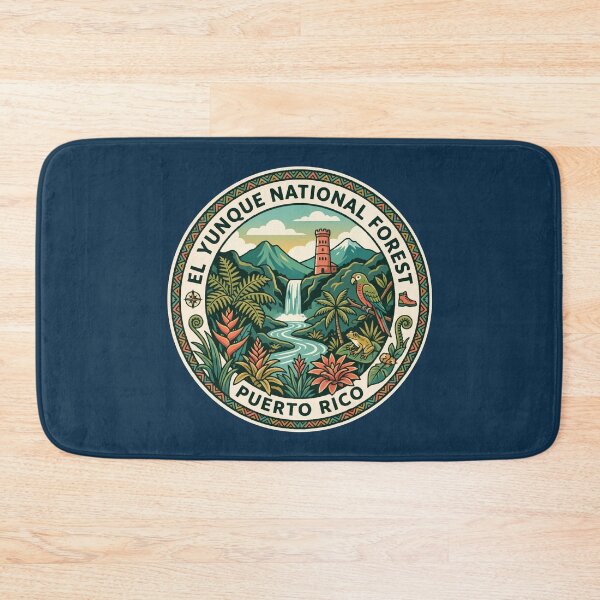 Item preview, El Yunque National Forest Illustration Travel Art Badge designed and sold by KrisSidDesigns.