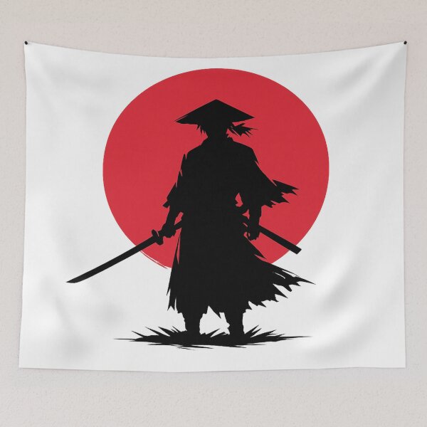 Item preview, The Last Ronin — Anime Samurai Red Sun Silhouette designed and sold by Cyber Kitsune.