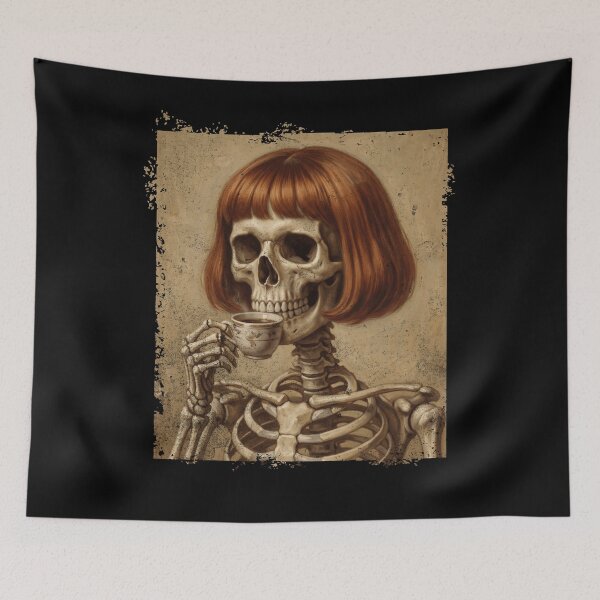 Item preview, Macabre Skeleton Bob Hair Coffee Drinker designed and sold by d247.