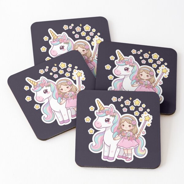 Item preview, Cute Kawaii Princess & Rainbow Unicorn: Magical Fantasy Friendship Sticker designed and sold by Yasmine Mohammed.