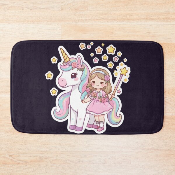 Item preview, Cute Kawaii Princess & Rainbow Unicorn: Magical Fantasy Friendship Sticker designed and sold by Yasmine Mohammed.