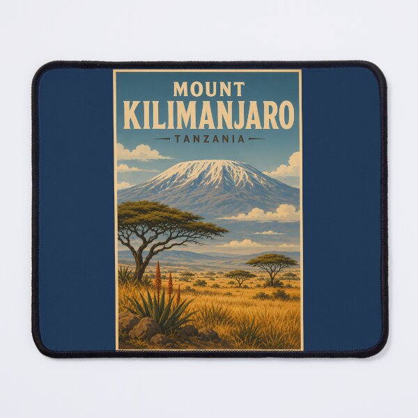 Item preview, Mount Kilimanjaro Tanzania Illustration Travel Art Vintage designed and sold by KrisSidDesigns.