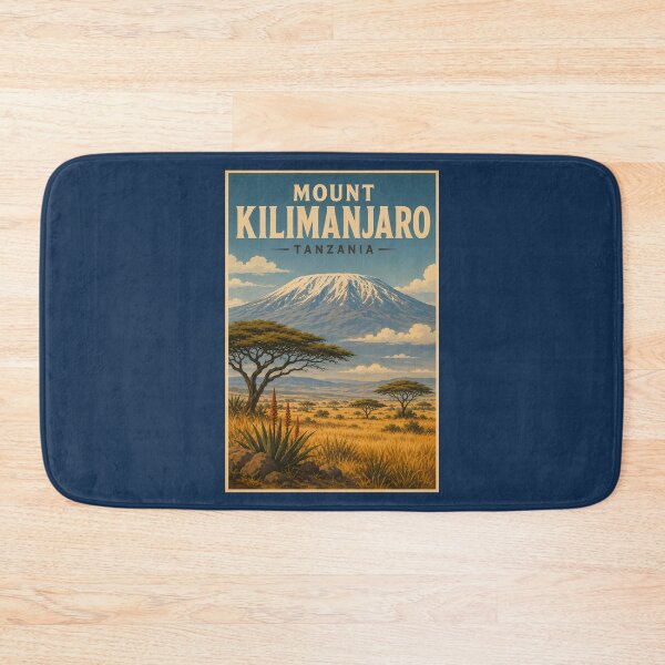 Item preview, Mount Kilimanjaro Tanzania Illustration Travel Art Vintage designed and sold by KrisSidDesigns.