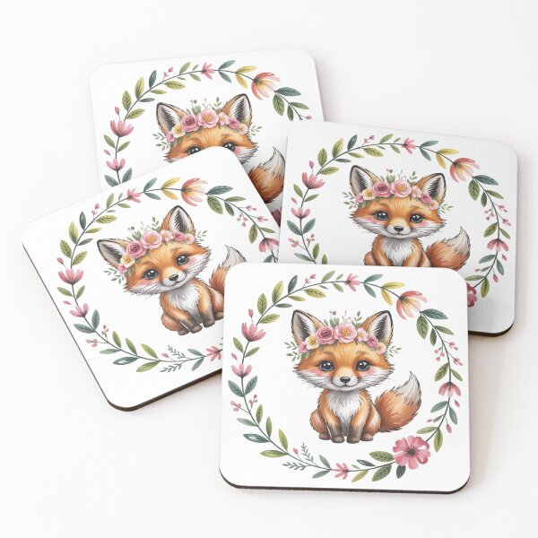 Item preview, Cute Fox with Flower Crown designed and sold by Artdrop62.