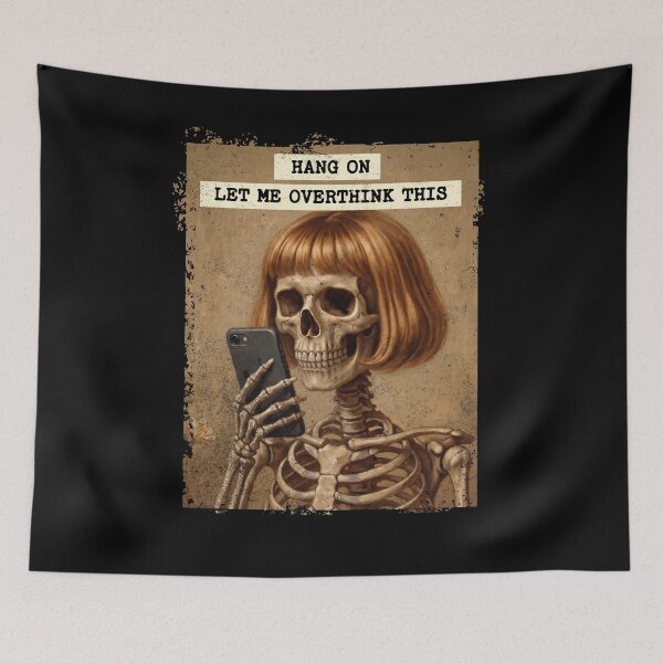 Item preview, Overthinking Skeleton Phone Funny Anxious Skull designed and sold by d247.