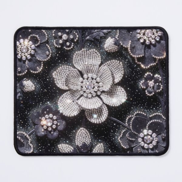 Item preview, Sparkling Diamond Black Jeweled Flowers designed and sold by IntelliMindDesigns.