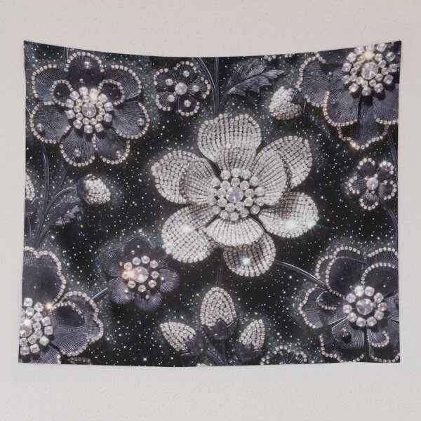 Item preview, Sparkling Diamond Black Jeweled Flowers designed and sold by IntelliMindDesigns.