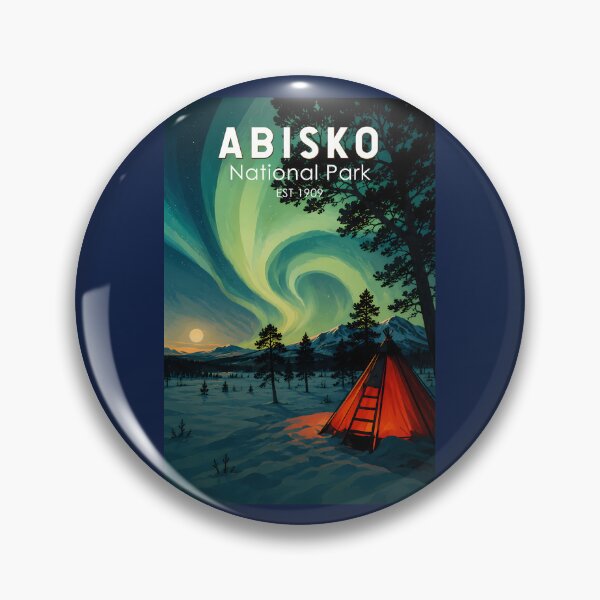 Item preview, Abisko National Park Northern Lights Illustration Travel Art Vintage designed and sold by KrisSidDesigns.