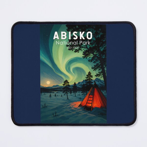 Item preview, Abisko National Park Northern Lights Illustration Travel Art Vintage designed and sold by KrisSidDesigns.